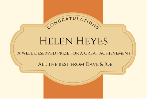 Helen Heyes Orange Medallion Congratulations