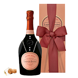 Laurent Perrier Rosé Champagne decorated with crystal gems in gift box