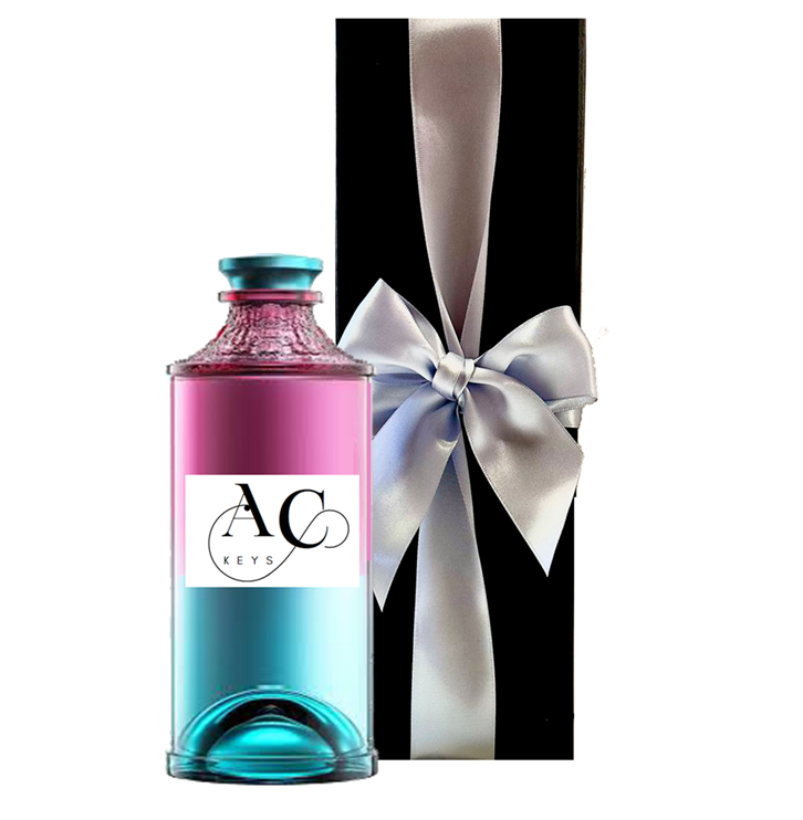 UKIYO Japanese Blossom Gin with a company logo on the label, beside a luxury black gift box with a bow