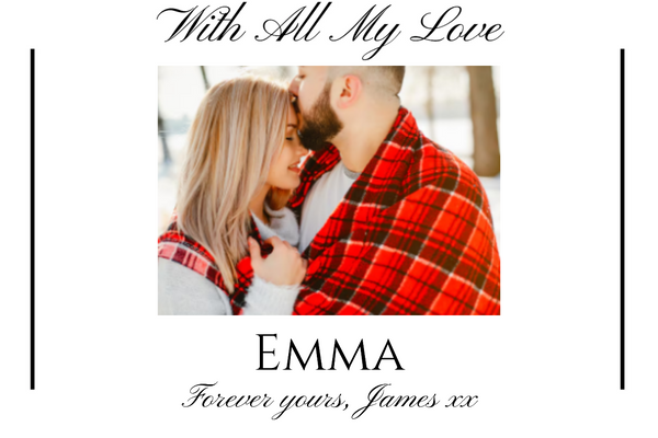 'With All My Love' photo label printed with your own photo, a name and a romantic short message