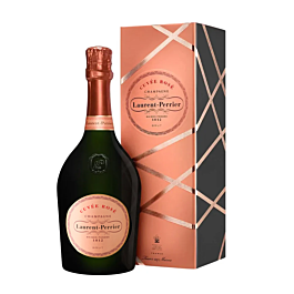 Laurent Perrier Rosé Champagne in gift box with hand-tied ribbon