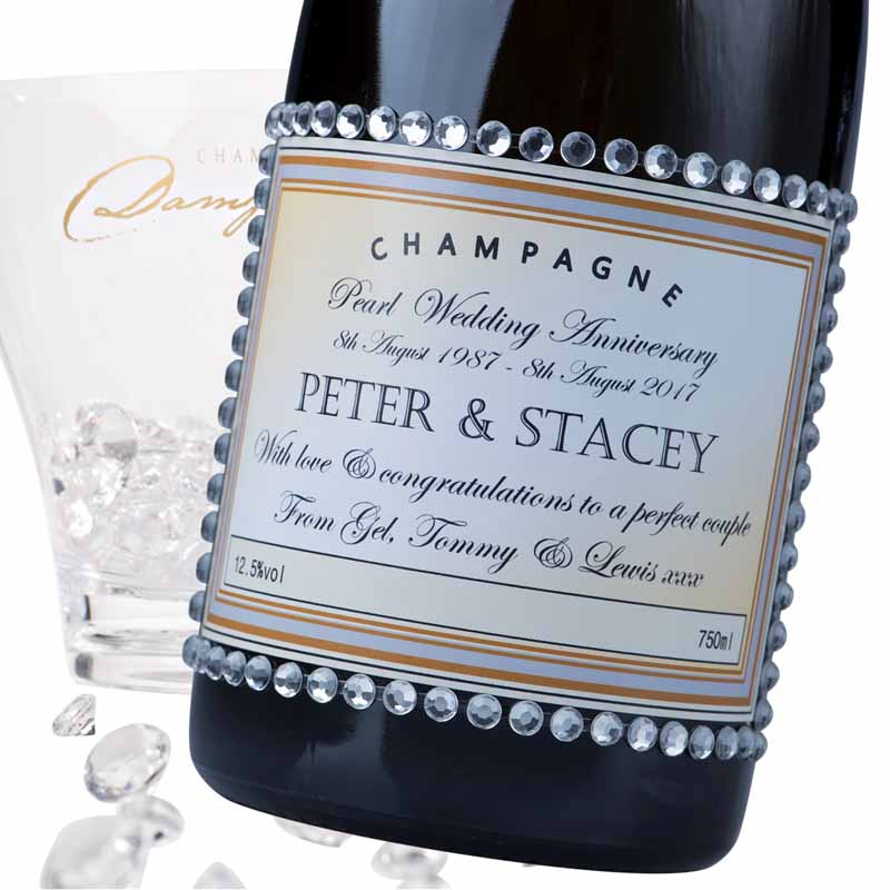 Personalised for a graduation gift with name and message. Another personalised Champagne label example.