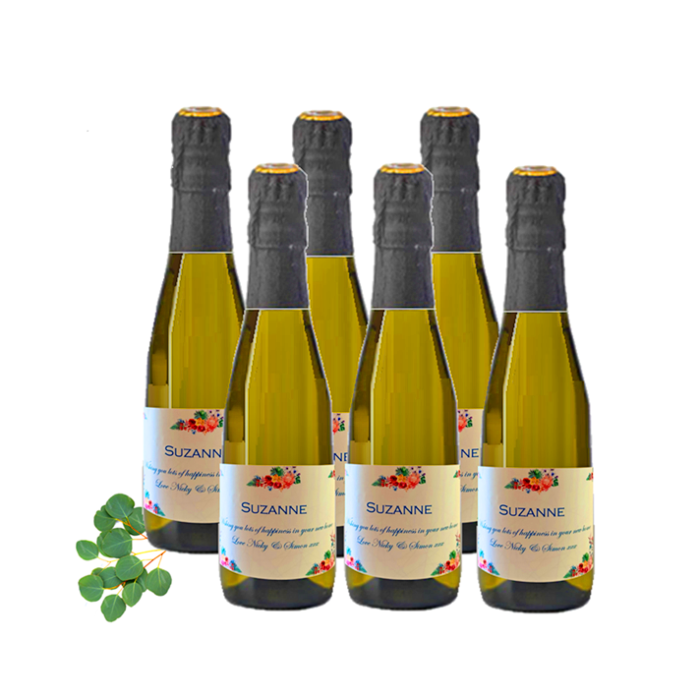 Set of Six Personalised Mini Prosecco Bottles
