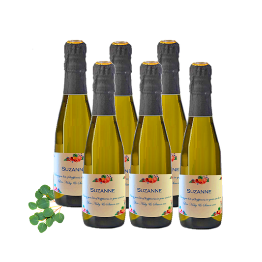 Set of Six Personalised Mini Prosecco Bottles