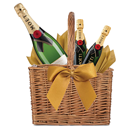 Madame Moet Celebration Gift in Wicker Double Bottle Carrier