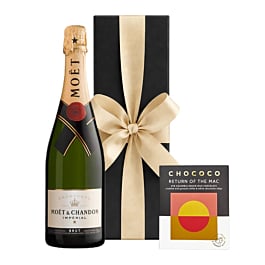 Moet Champagne in Black Box with Colombian Crushed Coffee Chocolate