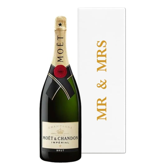 Mr and Mrs Magnum Moet Gift in White Gift Box