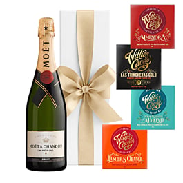 Moet Brut Imperial Champagne in White Box - With 4 x Artisan Chocolate Bars