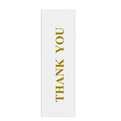 White luxury gift box printed with Thank You in gold lettering