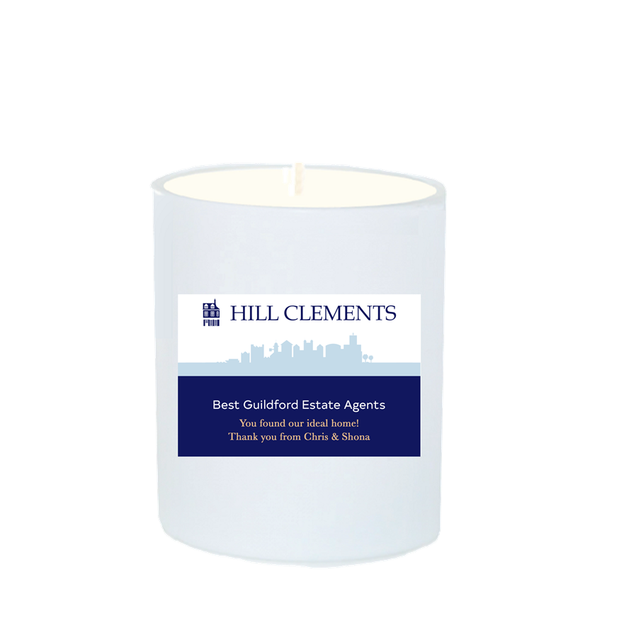 Corporate Branded Scented Candle - Apple Blossom & Pomegranate, White Gift Box