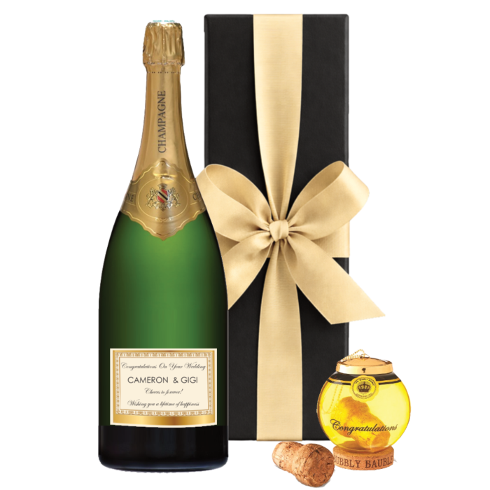 Personalised Champagne Magnum, Congratulations Cork Keeper