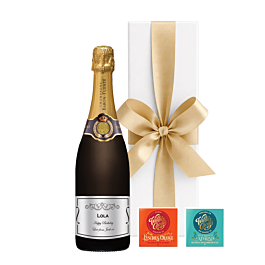 Personalised Grande Réserve Champagne with artisan chocolates