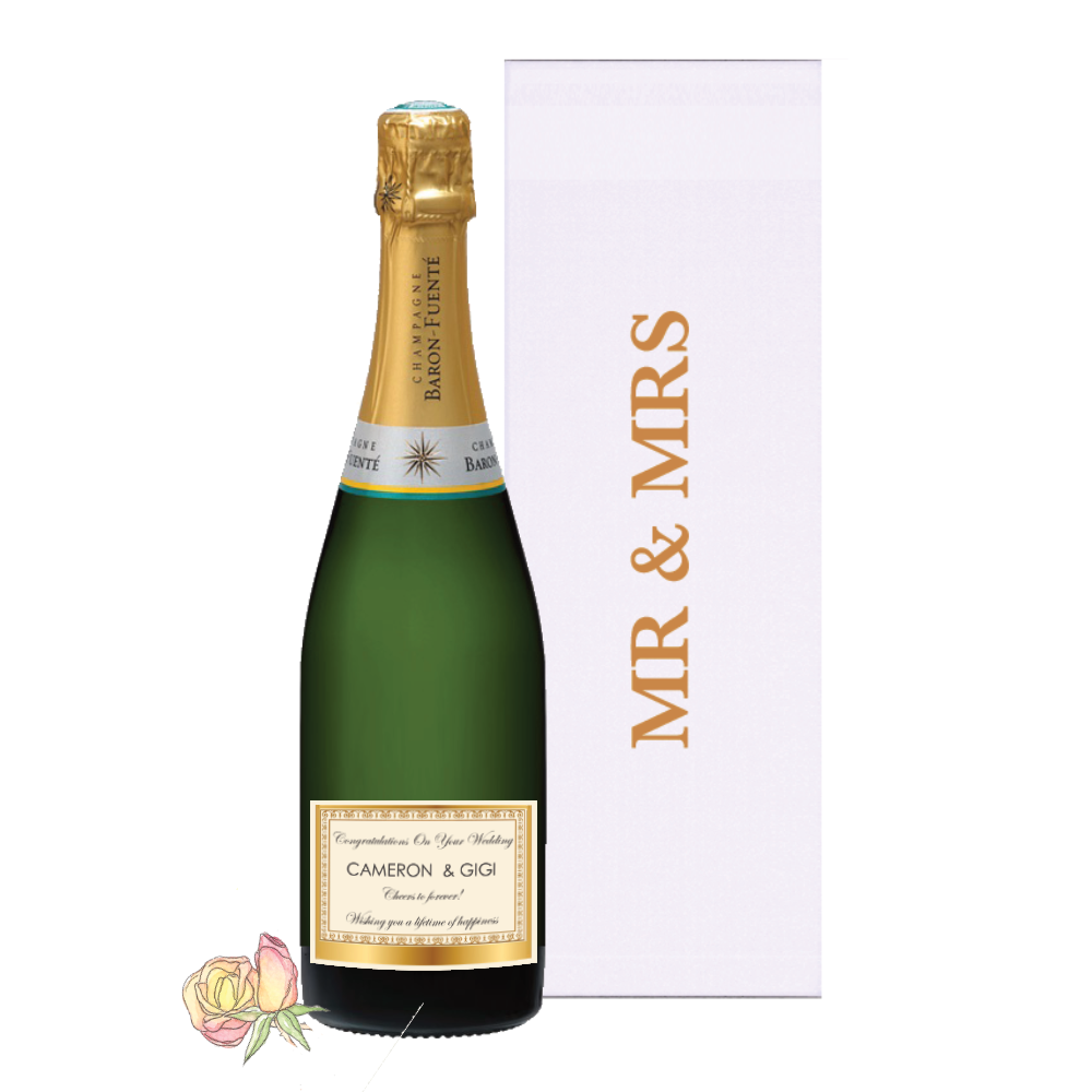 Personalised Mr & Mrs Wedding Champagne Gift Box