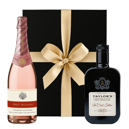 Personalised Non-Alcoholic Rosé Cava & Taylor's Chef's Edition Olive Oil