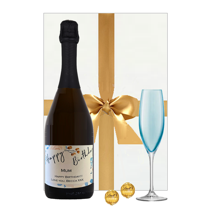 Personalised Prosecco & LSA Flute Gift Set, Blue