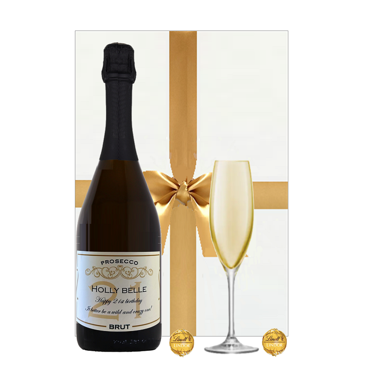 Personalised Prosecco & LSA Flute Gift Set, Gold