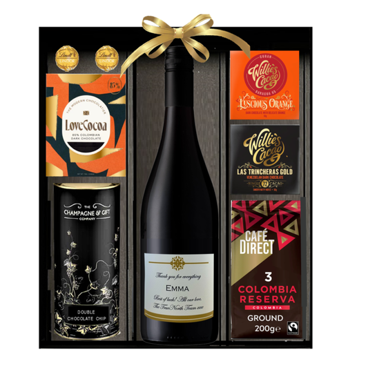 Red Wine & Luxury Cacao Chocolate Hamper - Gift Box