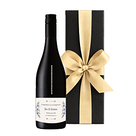 Touch of Sparkle red wine bottle decorated with crystal gems in a black gift box