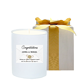 Wedding gift personalised scented candle in white gift box