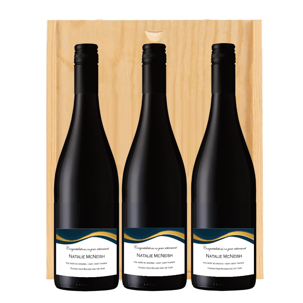 Trio of Signature Personalised Red Wine in Wooden Box - Cabernet Sauvignon, St. Marc