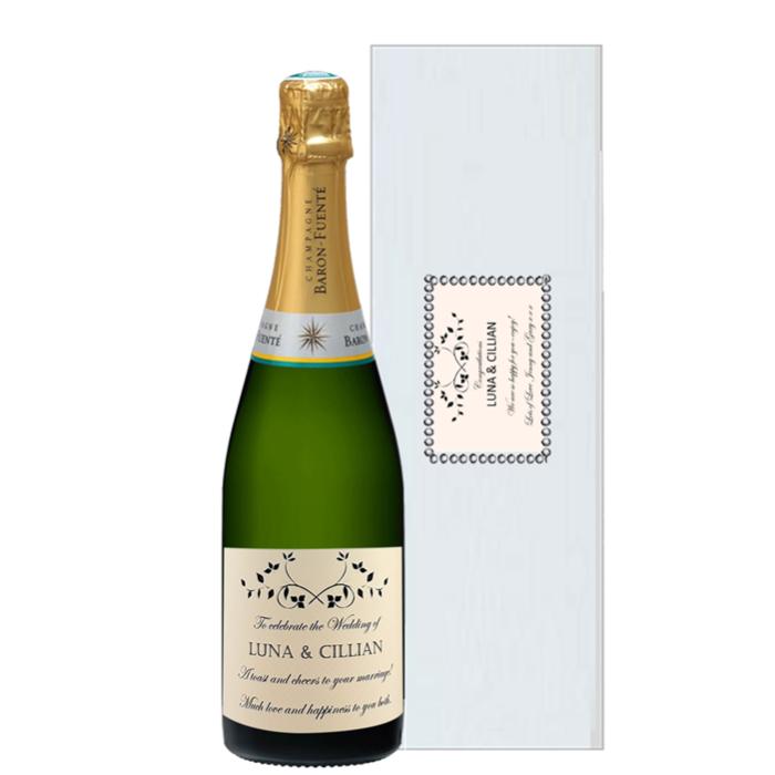 Personalised Champagne in a Bejewelled White Gift Box