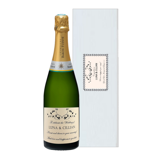 Personalised Champagne in a Bejewelled White Gift Box