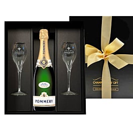 Personalised Pommery Apanage Blanc de Blancs Champagne with Flutes