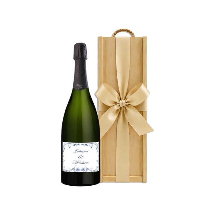 Personalised Champagne Magnum in classic wooden gift box