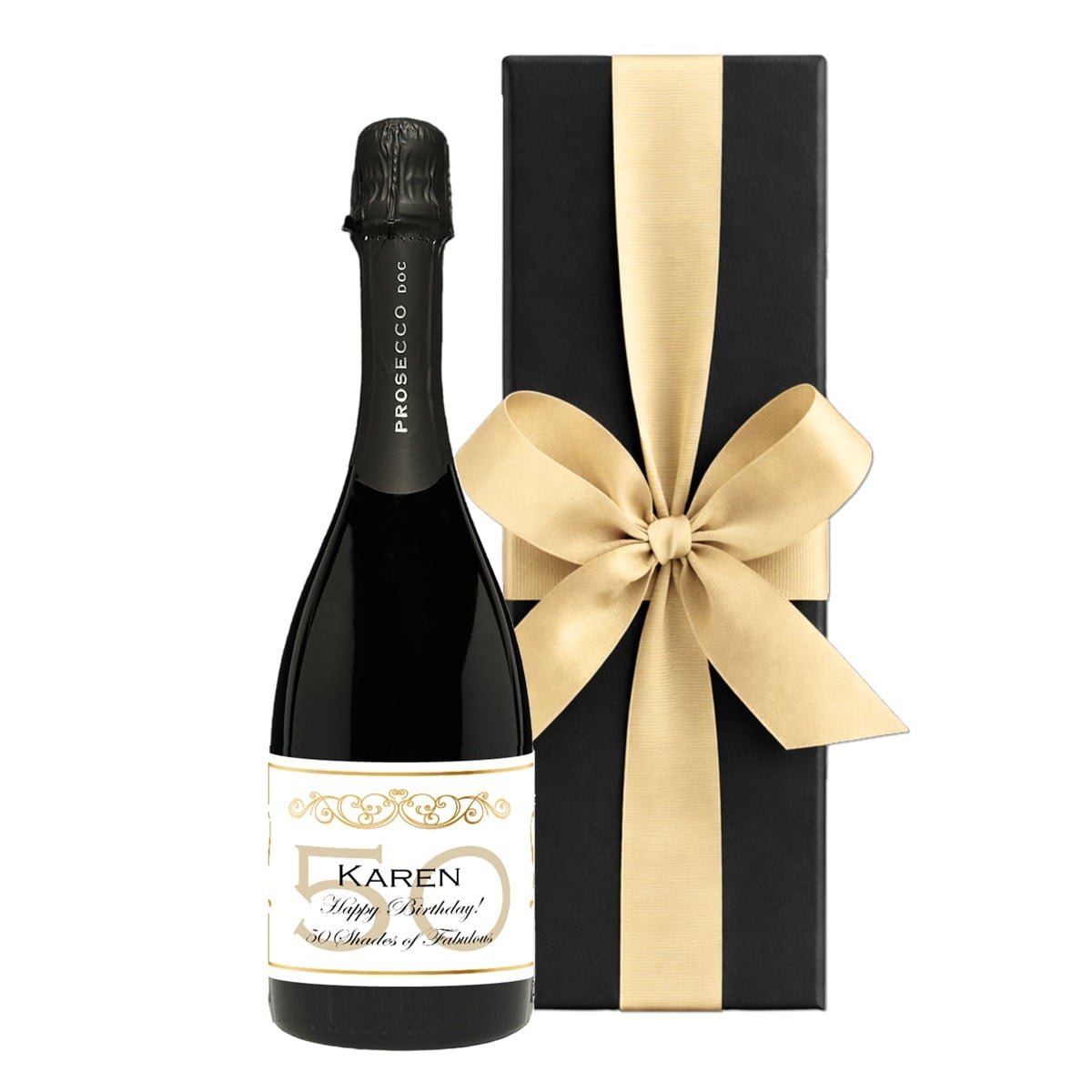 Personalised Prosecco in a Black Gift Box