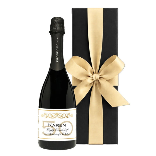 Personalised Prosecco in a Black Gift Box
