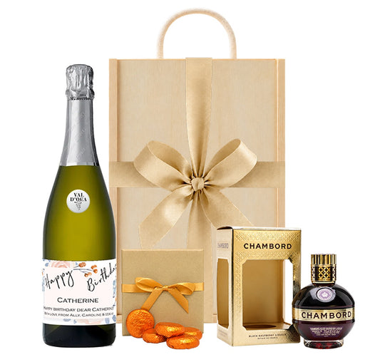 Personalised Prosecco, Chambord & Chocolates Gift