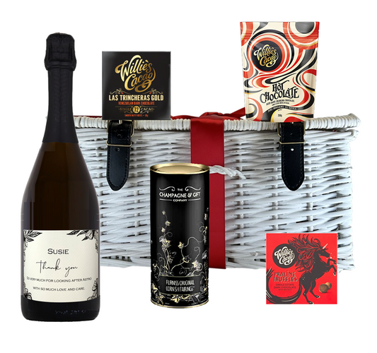 Personalised Prosecco Gourmet Hamper, White Wicker