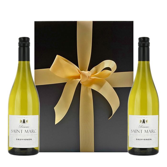 Personalised Duo of French Sauvignon Blanc in Black Presentation Box