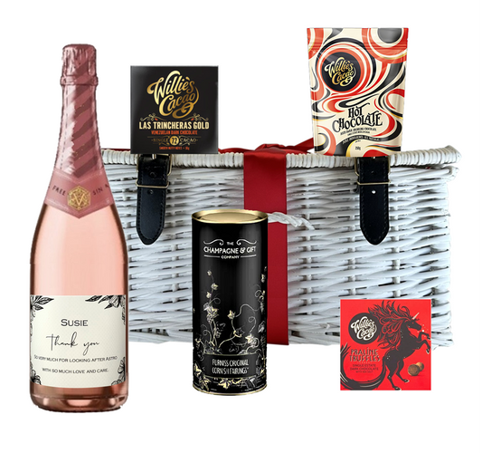 Personalised Alcohol-Free Rosé Cava Hamper – Artisan Chocolates & Treats