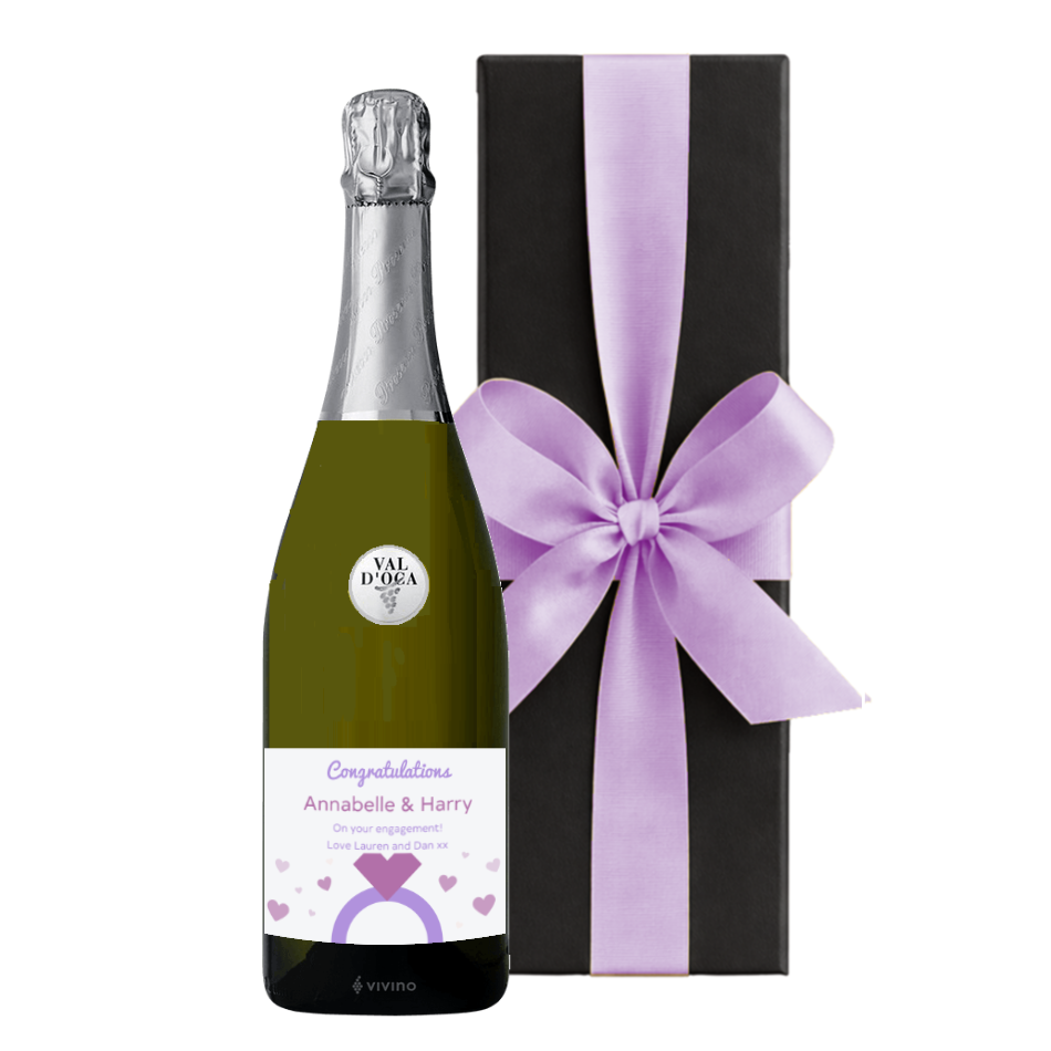 Personalised Prestige Prosecco in a Black Gift Box