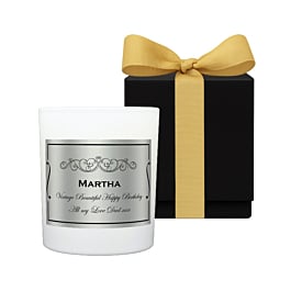 Twilight Encounter personalised candle, Cedarwood & Jasmine, in black gift box
