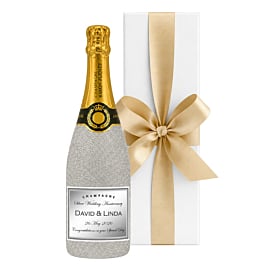 Silver Shimmer Personalised Champagne Bottle Gift