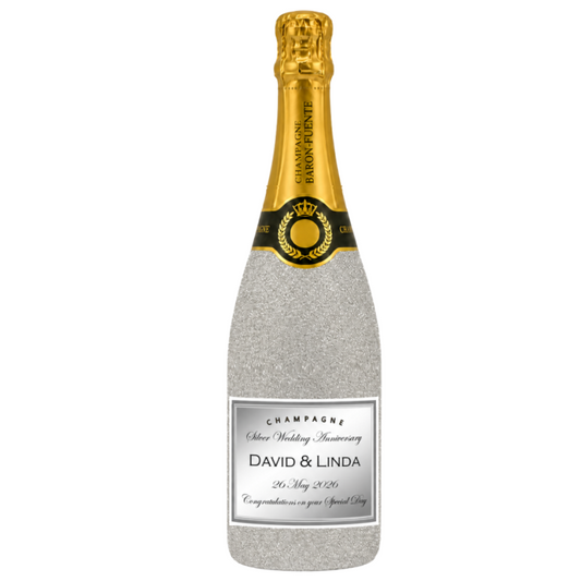 Personalised silver glitter Grande Réserve Champagne bottle