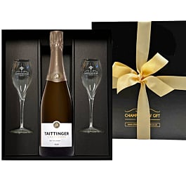Taittinger Vintage 2016 Champagne with two flutes gift box