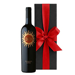 Tenuta Luce 2020 Super Tuscan wine in black luxury gift box with ribbon