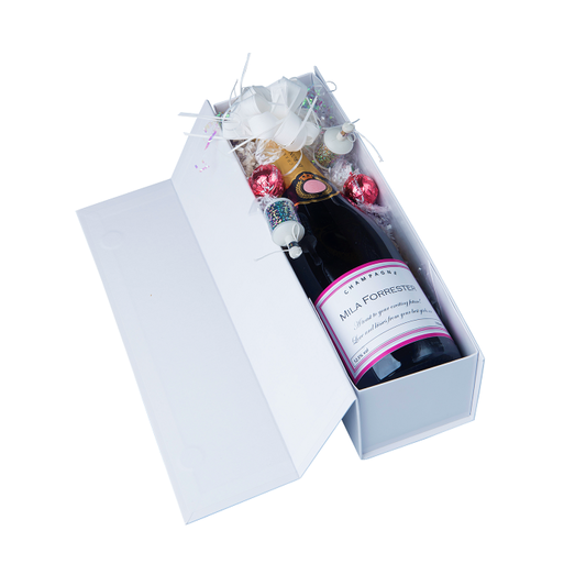 Personalised champagne and chocolate truffle birthday box