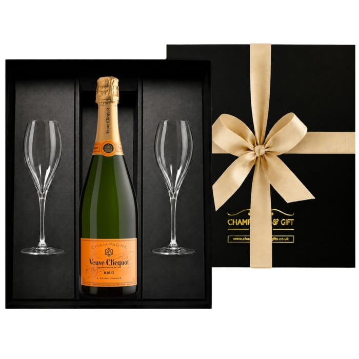 Veuve Clicquot Champagne with Engraved Flutes Gift Box