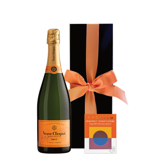 Veuve Clicquot in Black Gift Box - With Heavenly Honeycombe Milk Chocolate