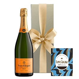 Veuve Clicquot in Gold Box - With Maldon Sea Salt Dark Chocolate