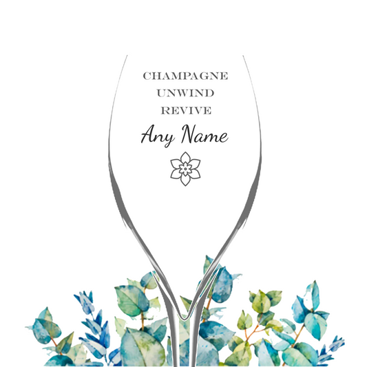 The Unwind & Revive Engraved Champagne Flute