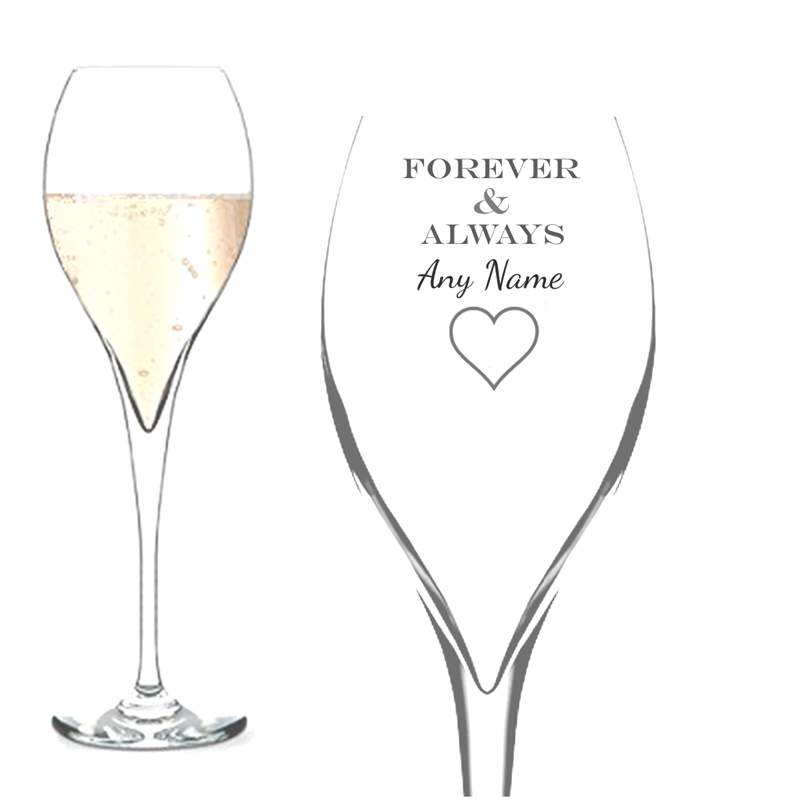 The Forever & Always Engraved Champagne Flute