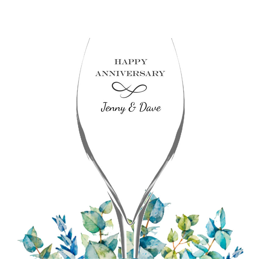 The Anniversary Swirl Engraved Champagne Flute