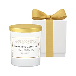 Garden of the Morning Calm personalised candle, gold lid edition, in white gift box