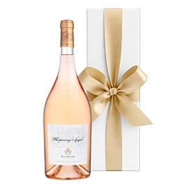 Whispering Angel Provence rosé wine magnum bottle in a white presentation gift box