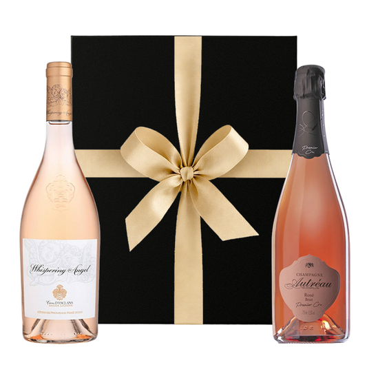 Personalised rose champagne and rose wine duo gift box